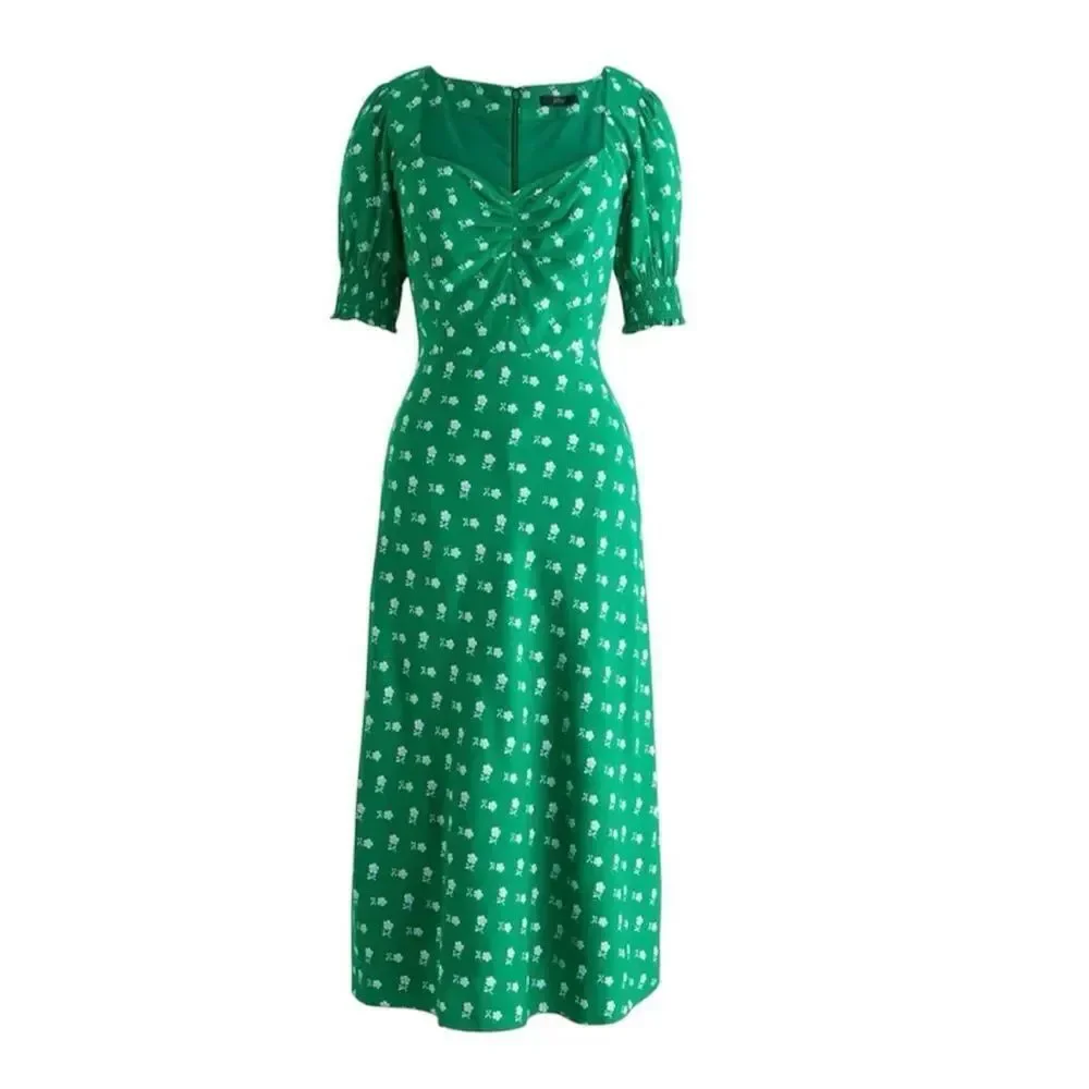 J. Crew Puff-sleeve midi dress in bandana flowers print EUC